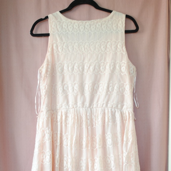 💕Light Pastel Pink Lace Formal Stretchy Dress XL - Picture 6 of 8